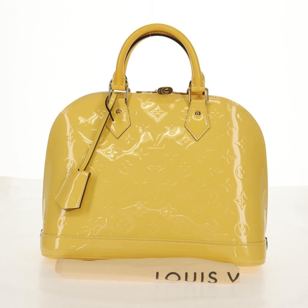Louis Vuitton Alma Handbag Monogram Vernis Yellow Patent_Leather Handbag (Pre-Owned)