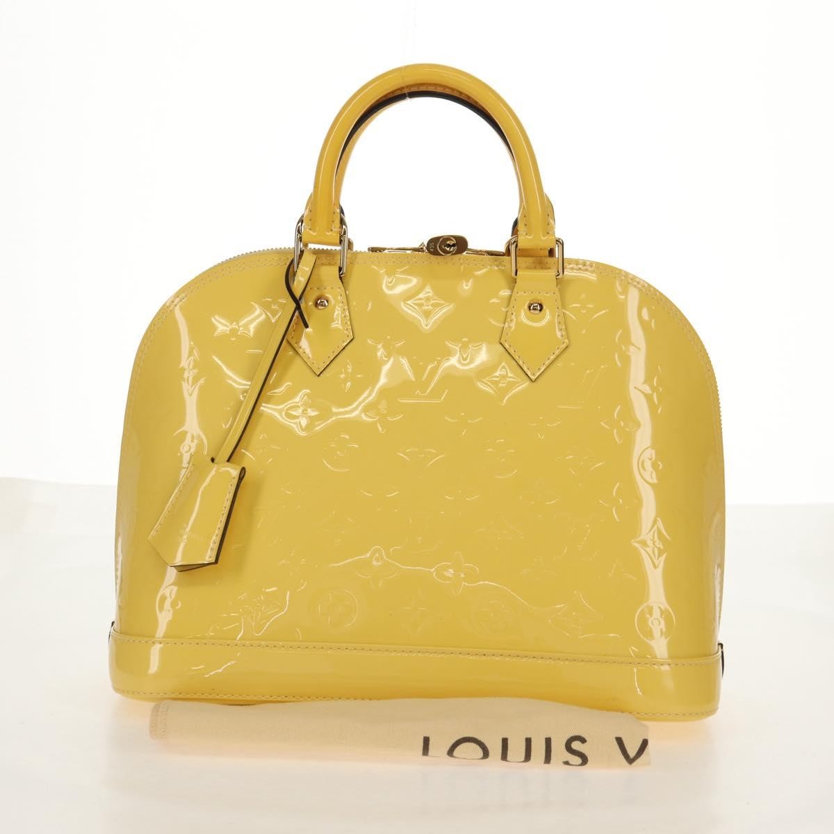 Louis Vuitton Alma Handbag Monogram Vernis Yellow Patent_Leather Handbag (Pre-Owned)