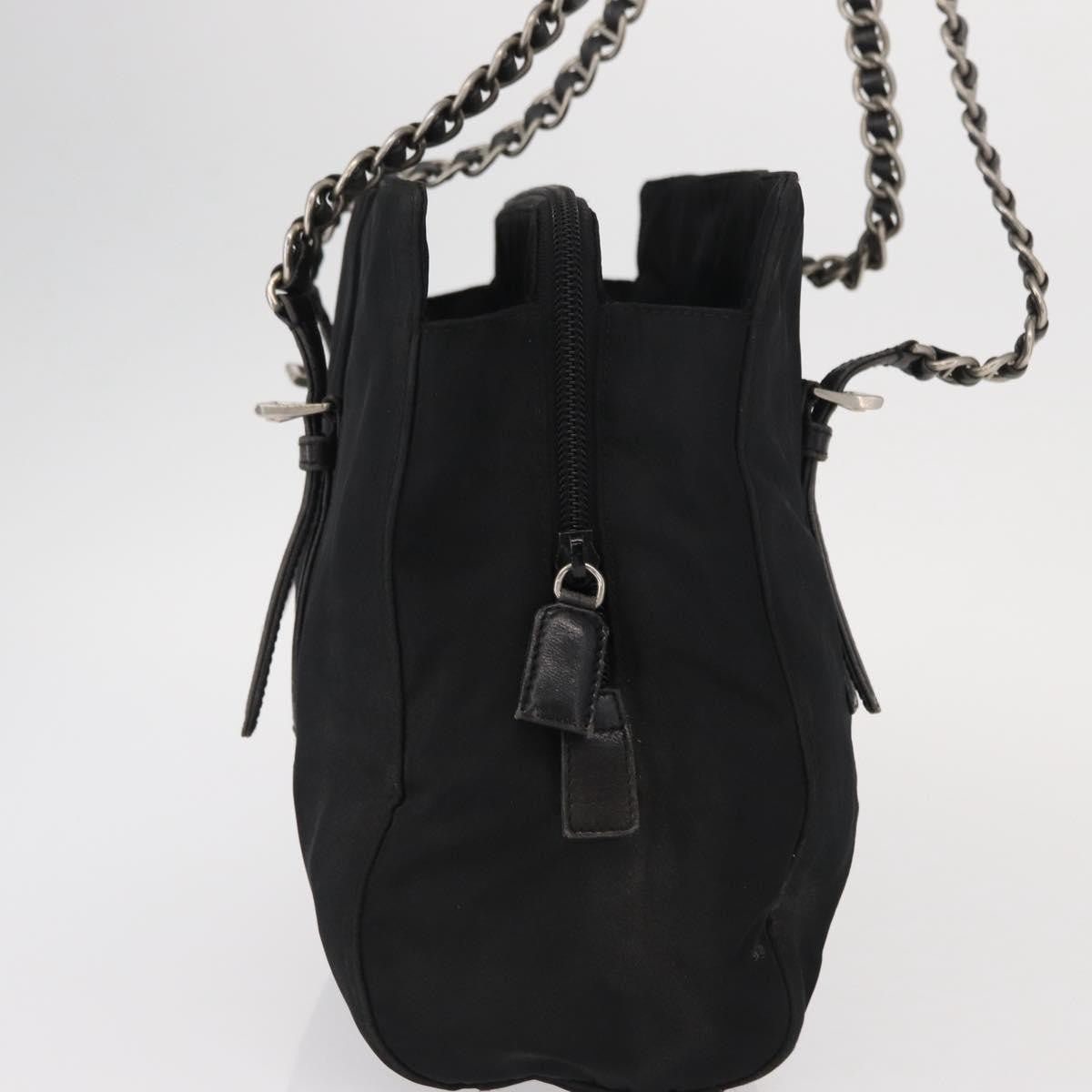 Prada Vintage Chain Shoulder Bag Tessuto Black Nylon Shoulder Bag Bag (Pre-Owned)