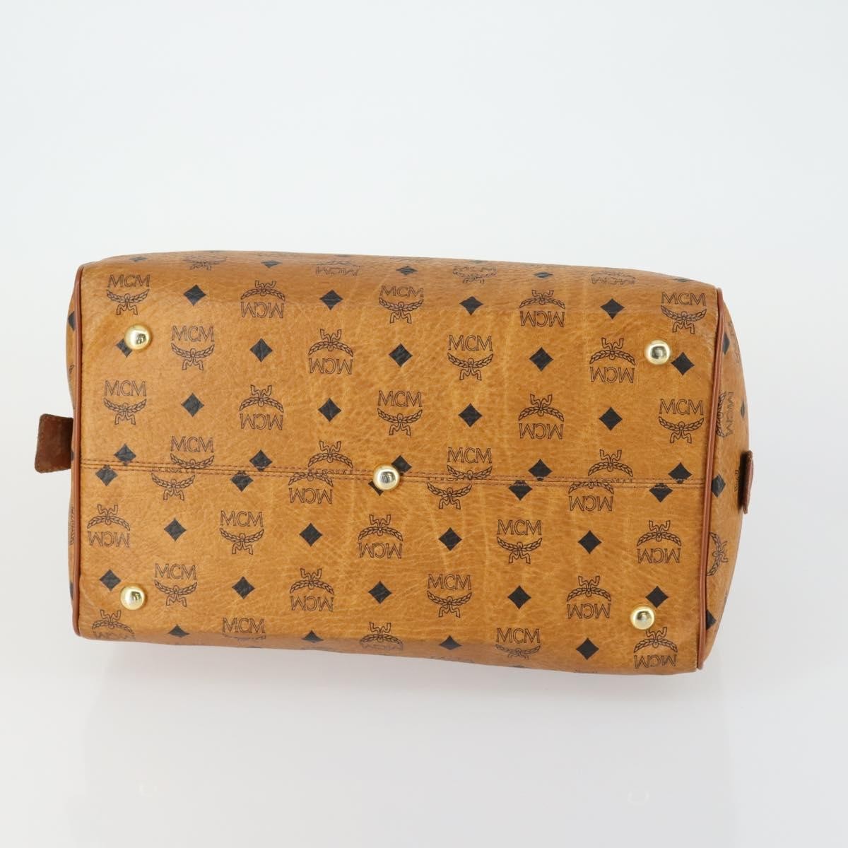 MCM Visetos Logogramme Handbag Canvas And Leather Brown Canvas Travel Bag Bag (Pre-Owned)