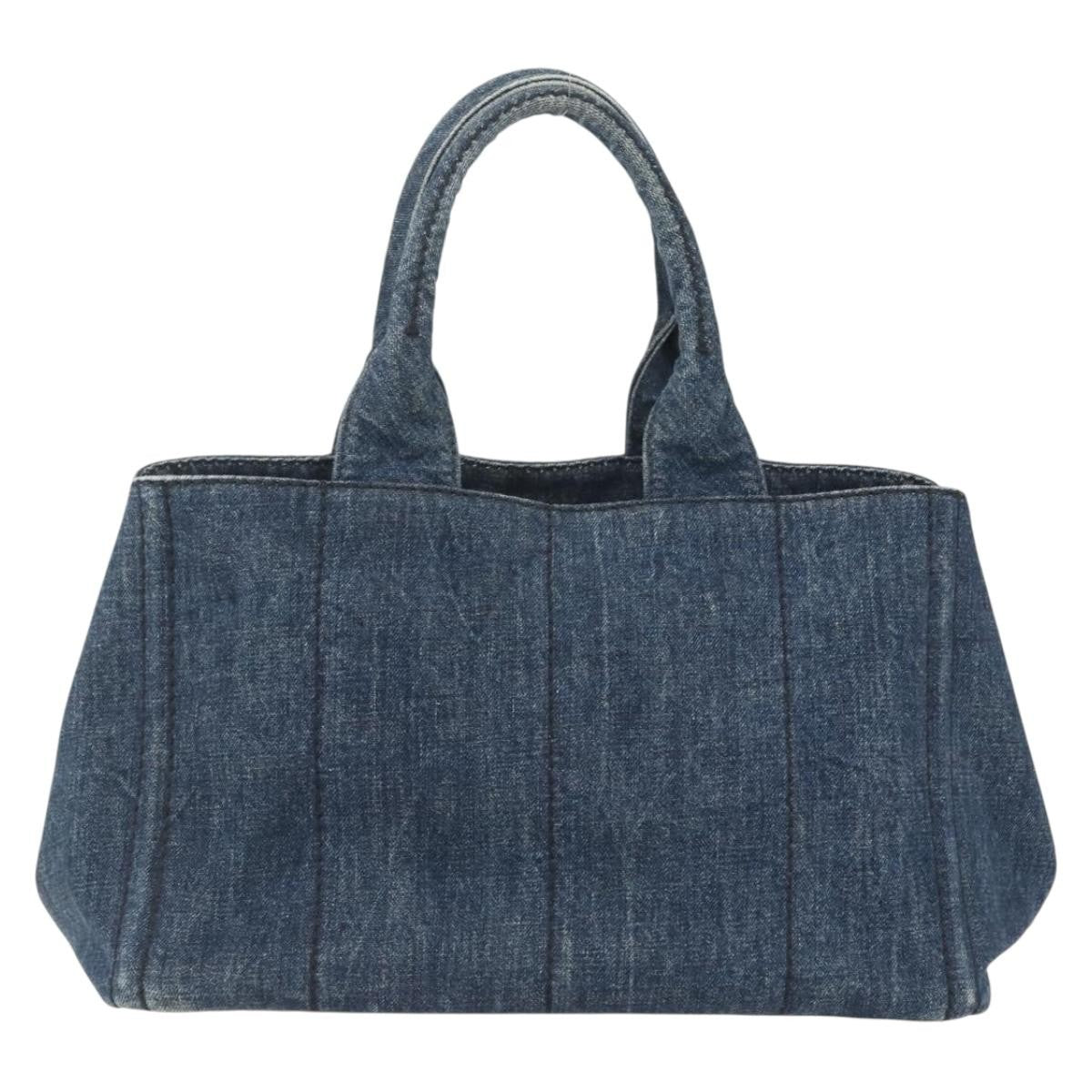 Prada Canapa Tote Denim Blue Canvas Tote Bag Bag (Pre-Owned)