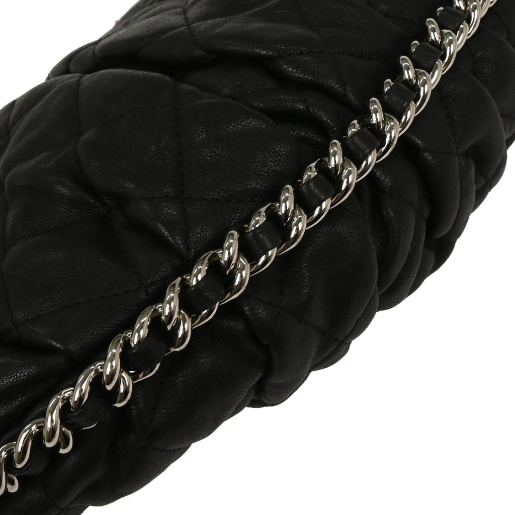 Chanel Chain Around Flap Bag Quilted Leather Black Leather Shoulder Bag Bag (Pre-Owned)