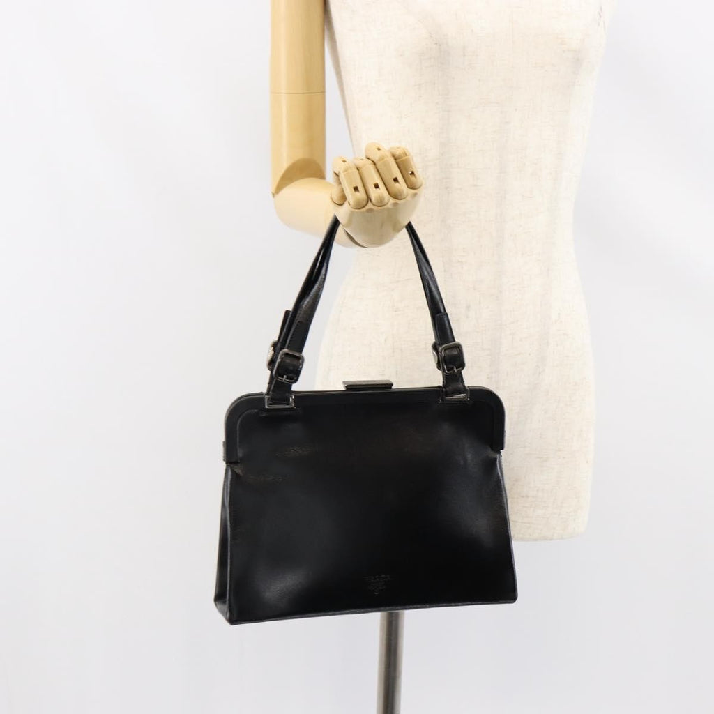 Prada Vintage Handbag Leather Black Leather Handbag (Pre-Owned)