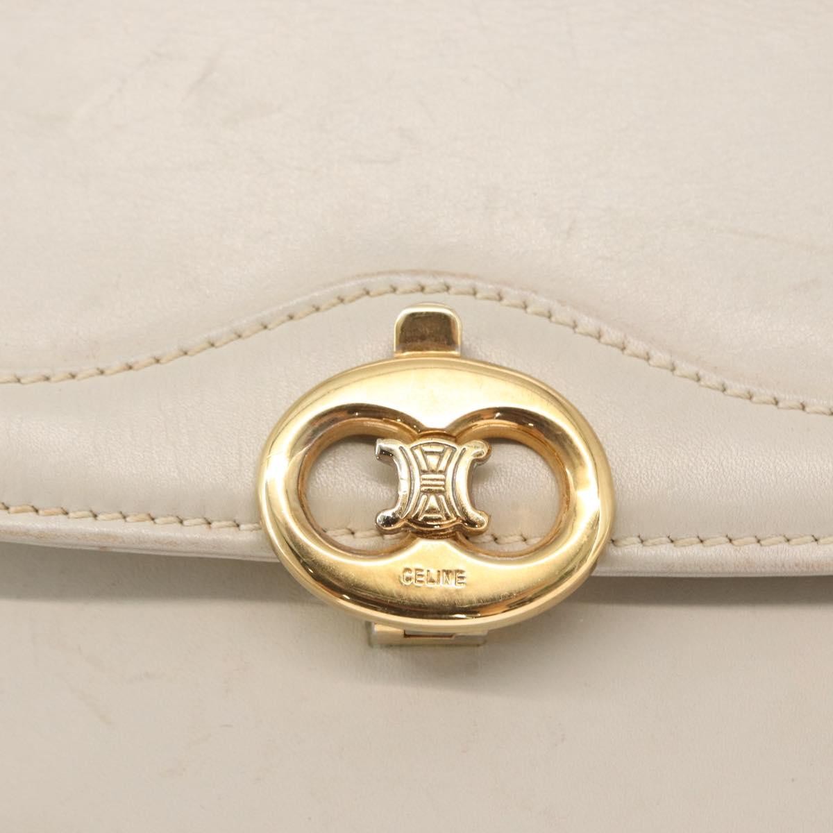 Celine Vintage Shoulder Bag Leather Ecru Leather Shoulder Bag Bag (Pre-Owned)