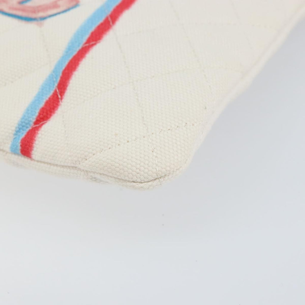 Chanel Coco Cuba Pouch Printed Quilted Canvas White Canvas Clutche & Pouche Bag (Pre-Owned)