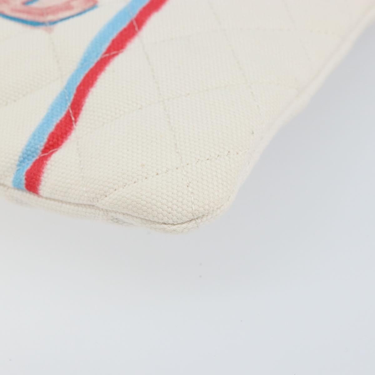 Chanel Coco Cuba Pouch Printed Quilted Canvas White Canvas Clutche & Pouche Bag (Pre-Owned)