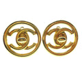 Chanel Round Cc Turnlock Clip-On Earrings Metal Gold Gold_Plated Earrings Jewelry (Pre-Owned)