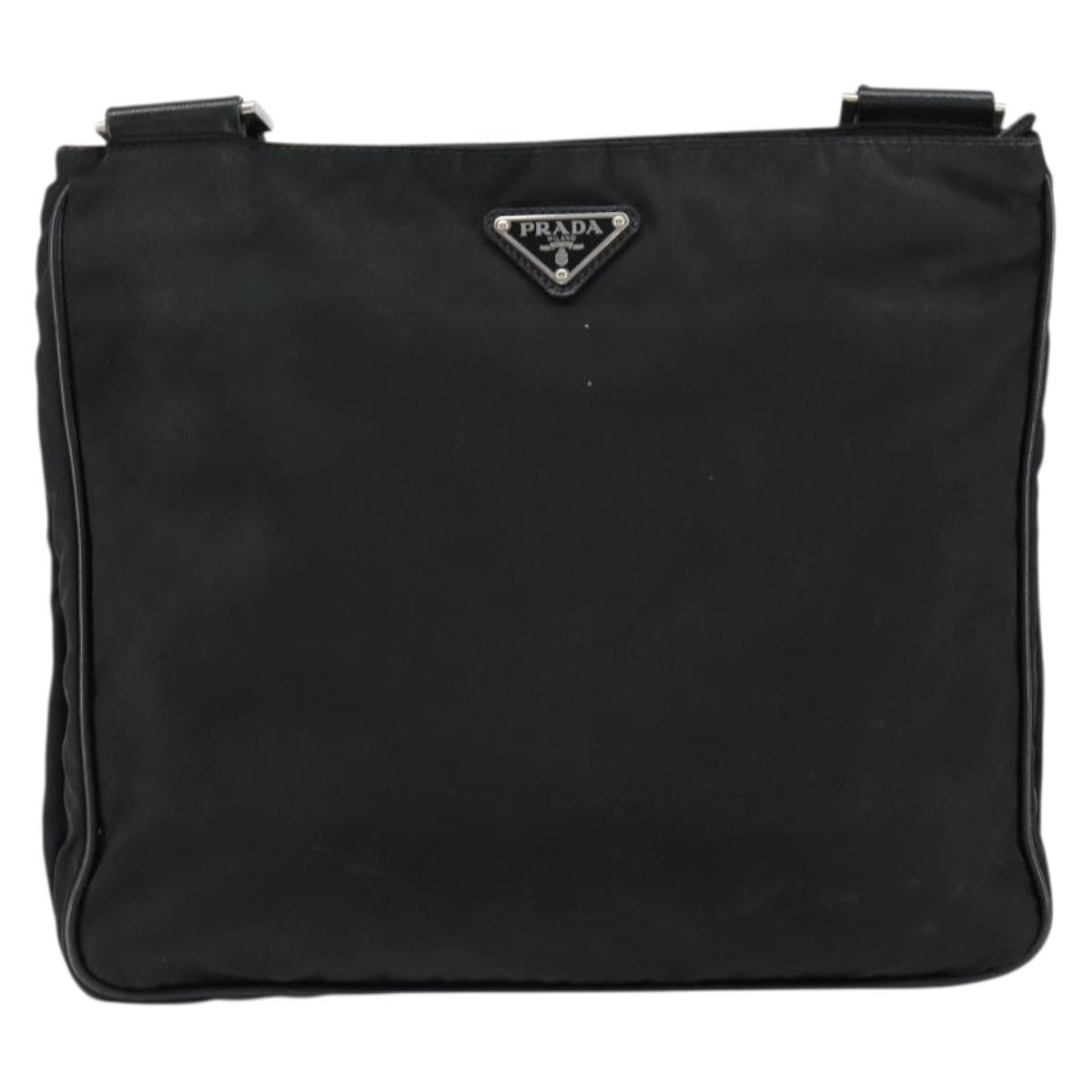Prada Flat Messenger Bag Tessuto Black Nylon Shoulder Bag Bag (Pre-Owned)