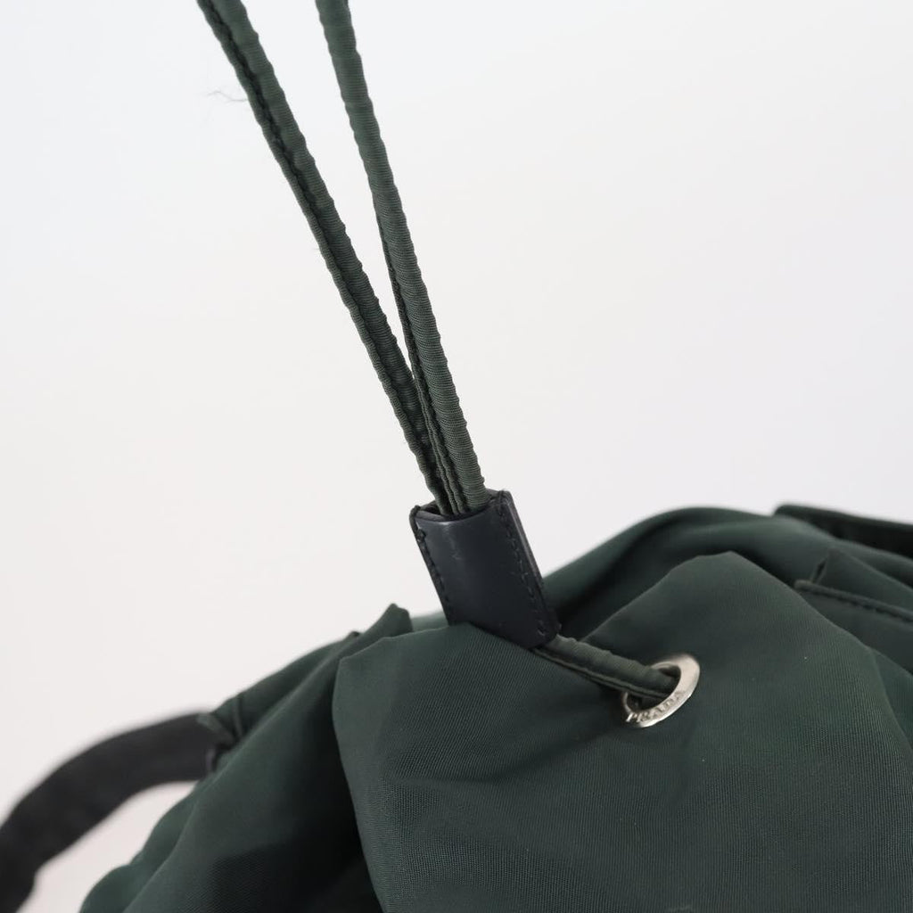 Prada Vela Double Front Pocket Backpack Tessuto With Saffiano Leather Green Nylon Backpack Bag (Pre-Owned)
