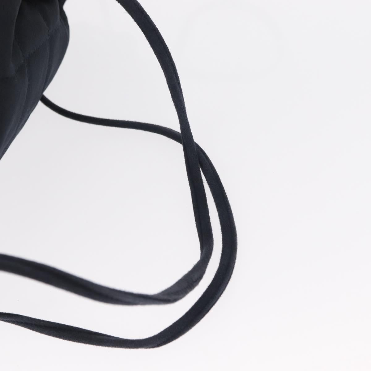 Chanel Vintage Drawstring Backpack Quilted Satin With Suede Navy Satin Backpack Bag (Pre-Owned)