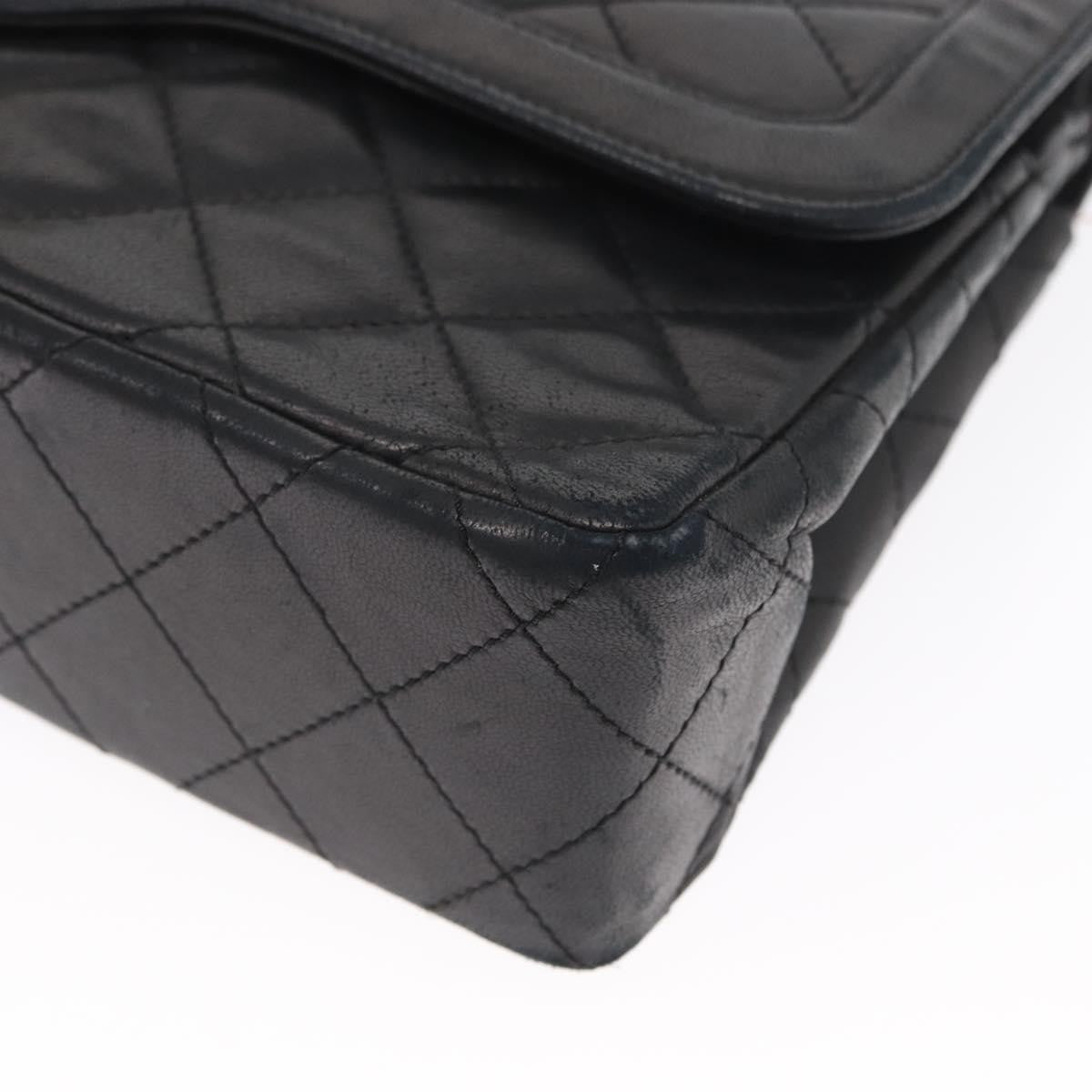 Chanel Vintage Two Tone Cc Flap Bag Quilted Lambskin Black Leather Shoulder Bag Bag (Pre-Owned)