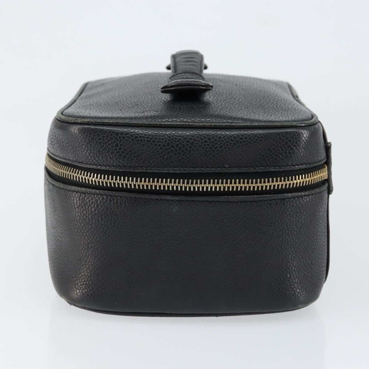 Chanel Vintage Cosmetic Case Leather Black Leather Clutche & Pouche Bag (Pre-Owned)