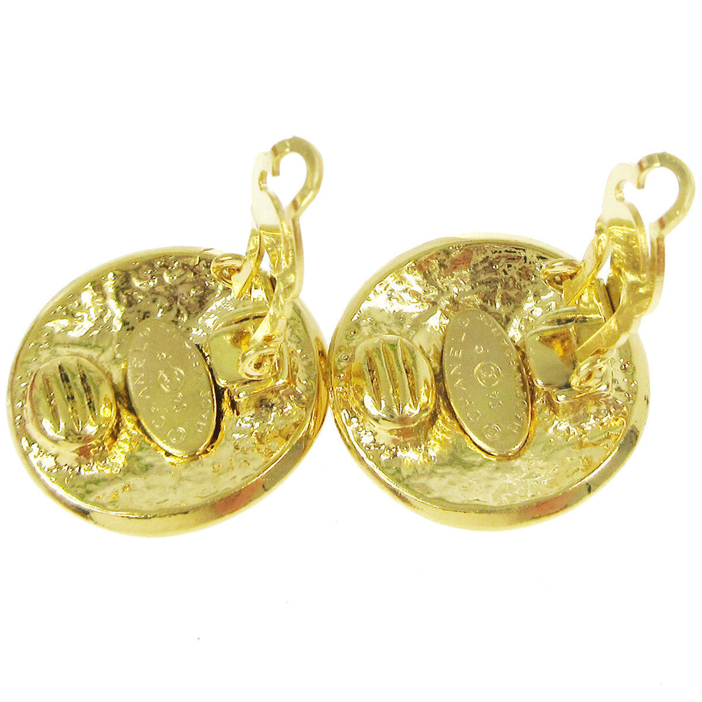 Chanel Vintage Round Cc Clip-On Earrings Metal Gold Gold_Plated Earrings Jewelry (Pre-Owned)