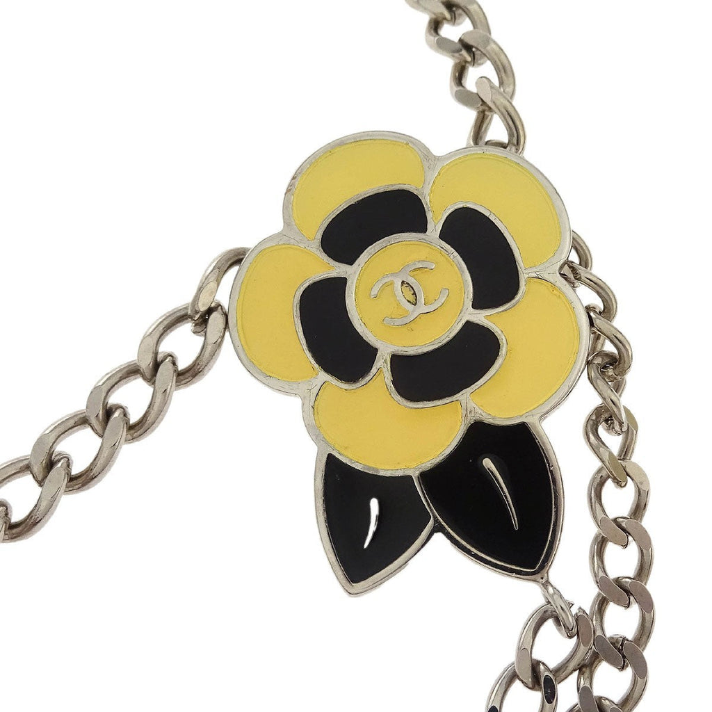 Chanel Vintage Camellia Charm Chain Belt Metal Silver Silver_Plated Belts Accessory (Pre-Owned)