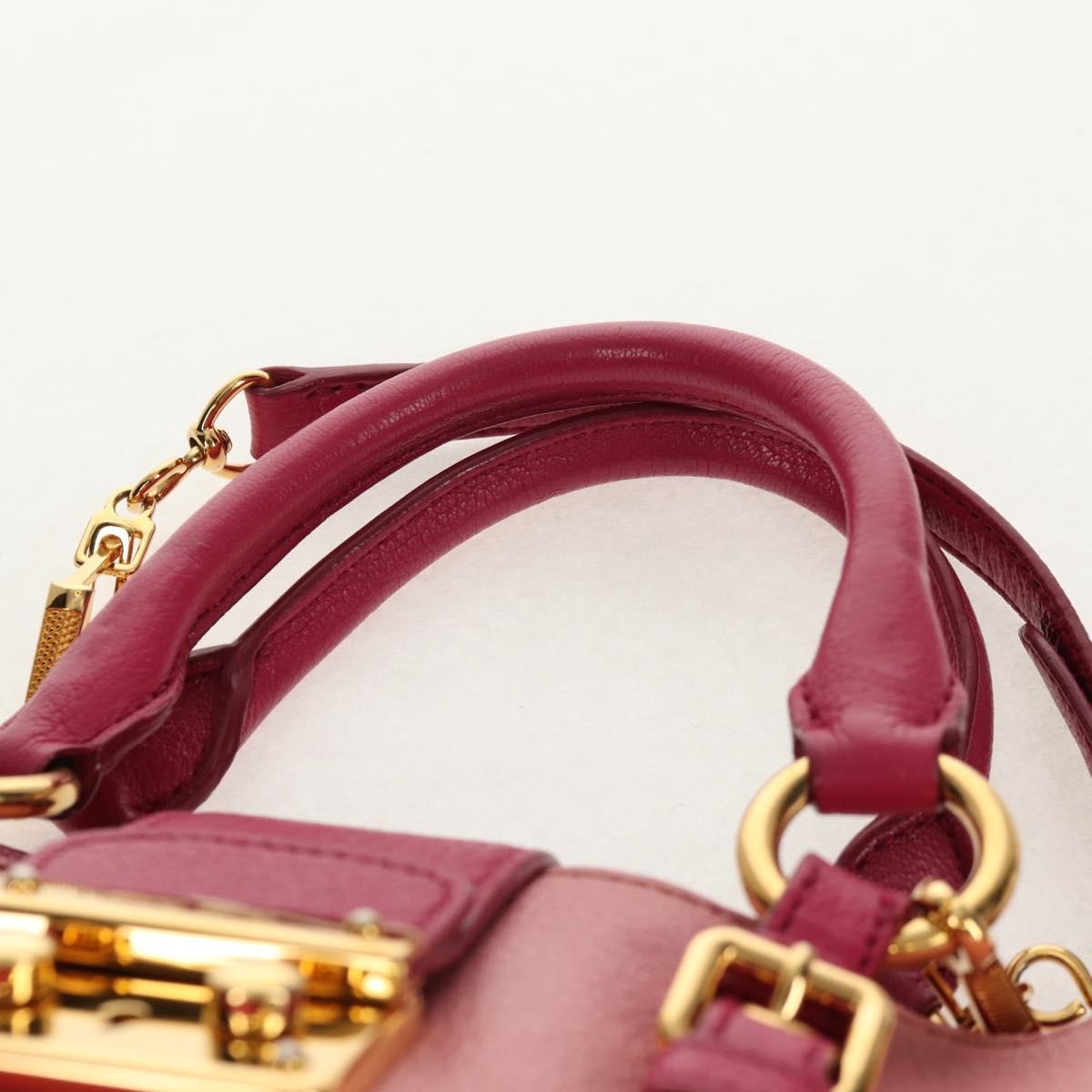 Miu Miu Madras Convertible Lock Tote Leather Pink Leather Handbag (Pre-Owned)