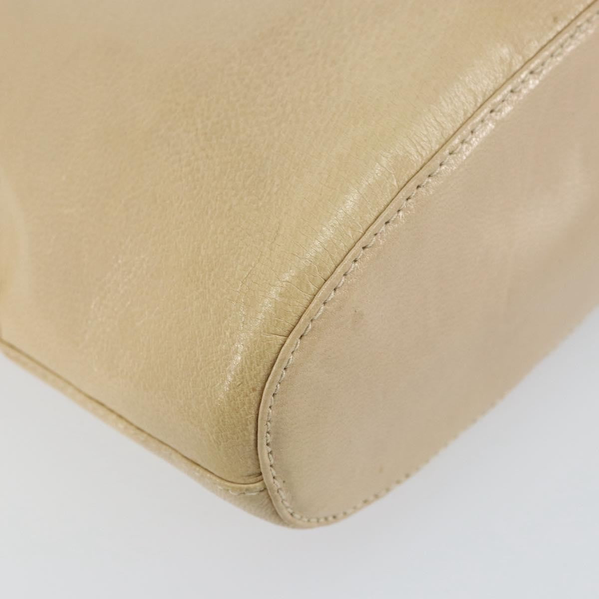 Prada Vintage Shoulder Bag Leather Beige Leather Shoulder Bag Bag (Pre-Owned)