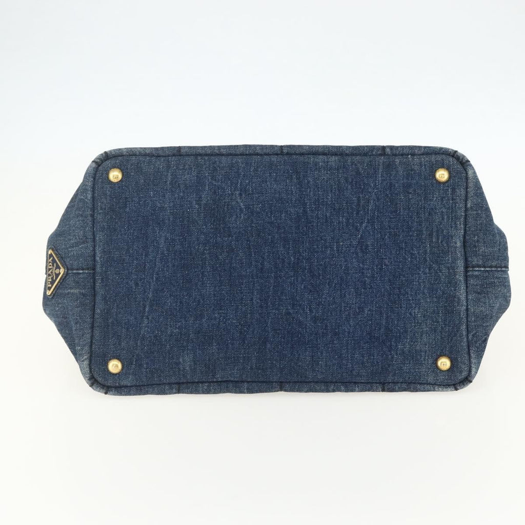 Prada Canapa Tote Denim Blue Canvas Tote Bag Bag (Pre-Owned)
