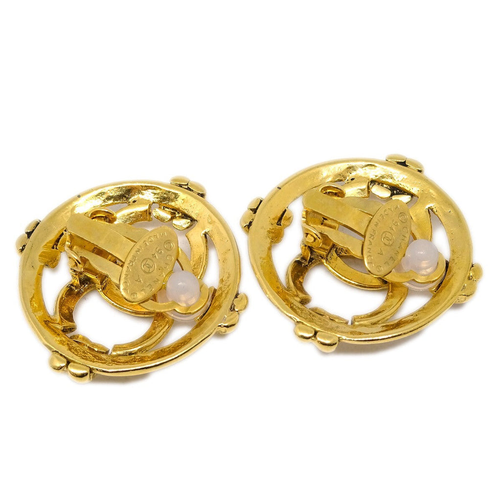 Chanel Vintage Cut-Out Cc Clip-On Earrings Metal Gold Gold_Plated Earrings Jewelry (Pre-Owned)