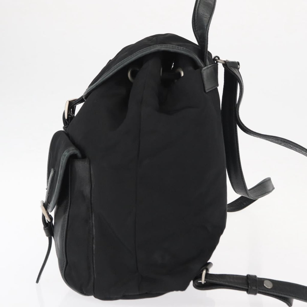 Prada Vela Double Front Pocket Backpack Tessuto With Saffiano Leather Black Nylon Backpack Bag (Pre-Owned)