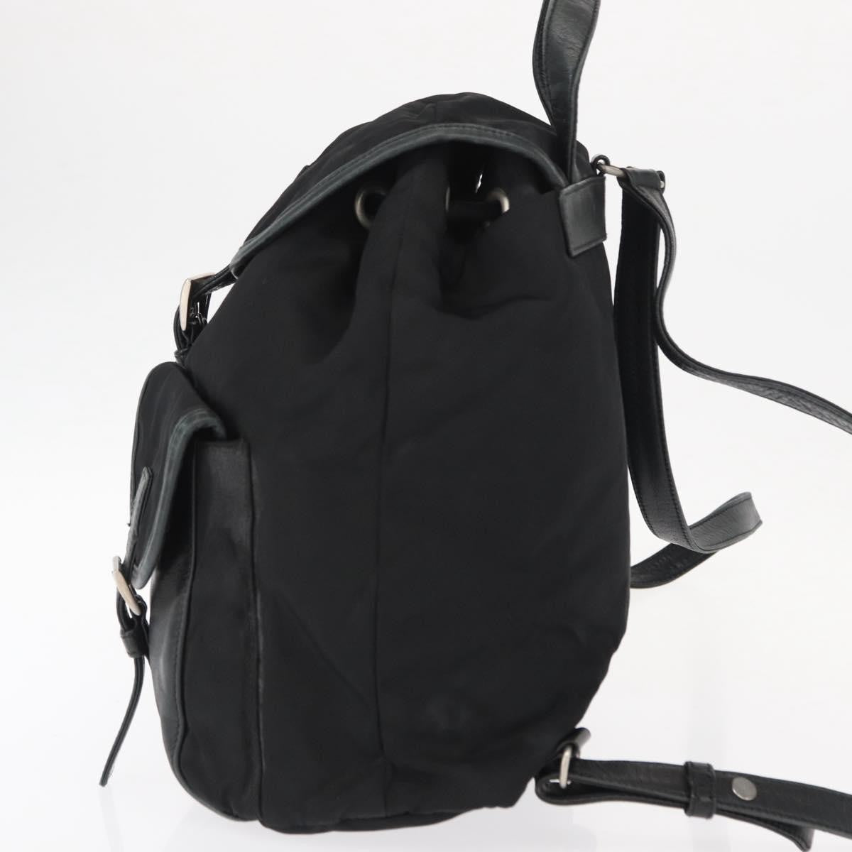 Prada Vela Double Front Pocket Backpack Tessuto With Saffiano Leather Black Nylon Backpack Bag (Pre-Owned)