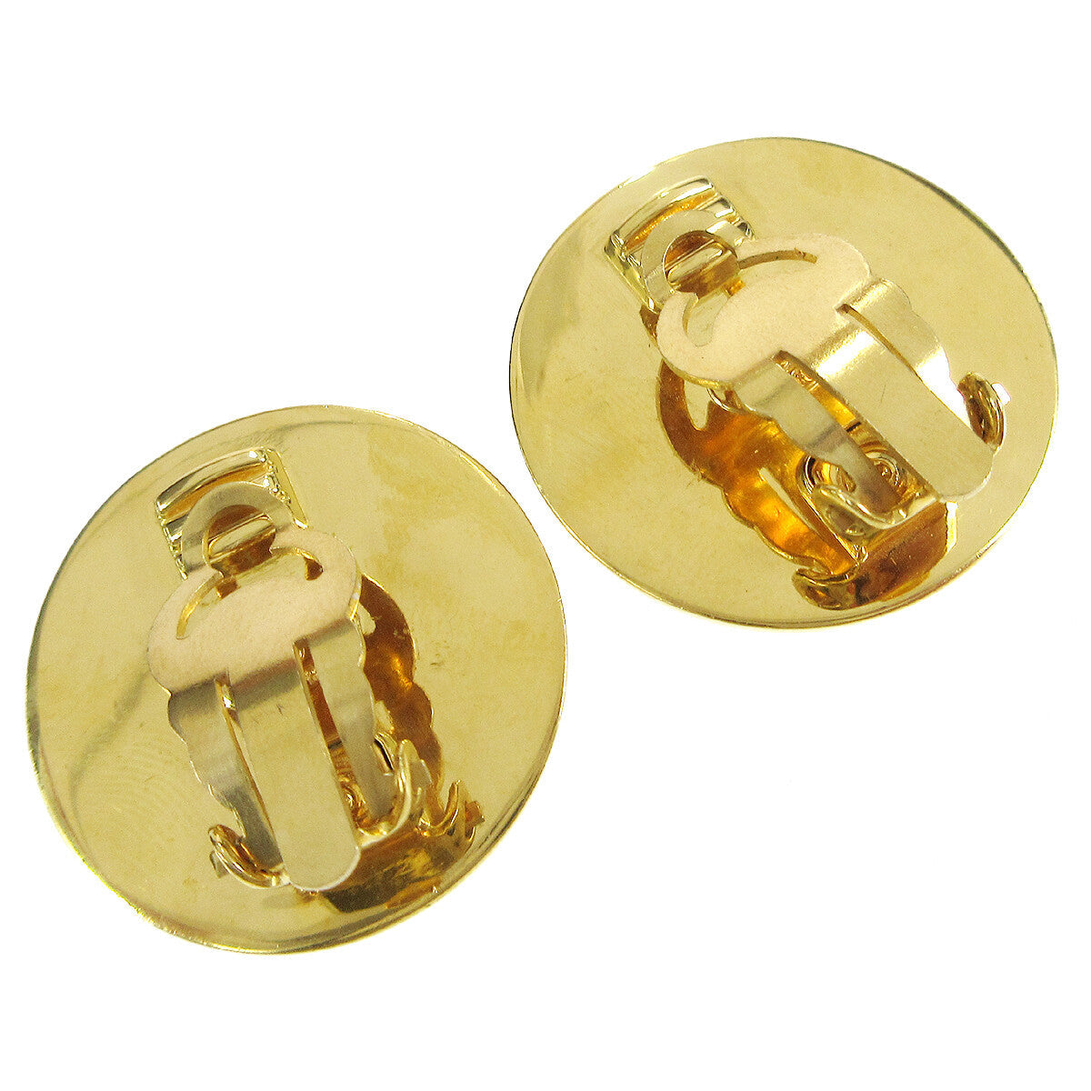 Chanel Round Cc Turnlock Clip-On Earrings Metal Gold Gold_Plated Earrings Jewelry (Pre-Owned)