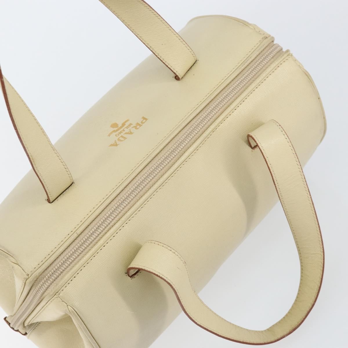 Prada Vintage Handbag Leather Beige Leather Handbag (Pre-Owned)