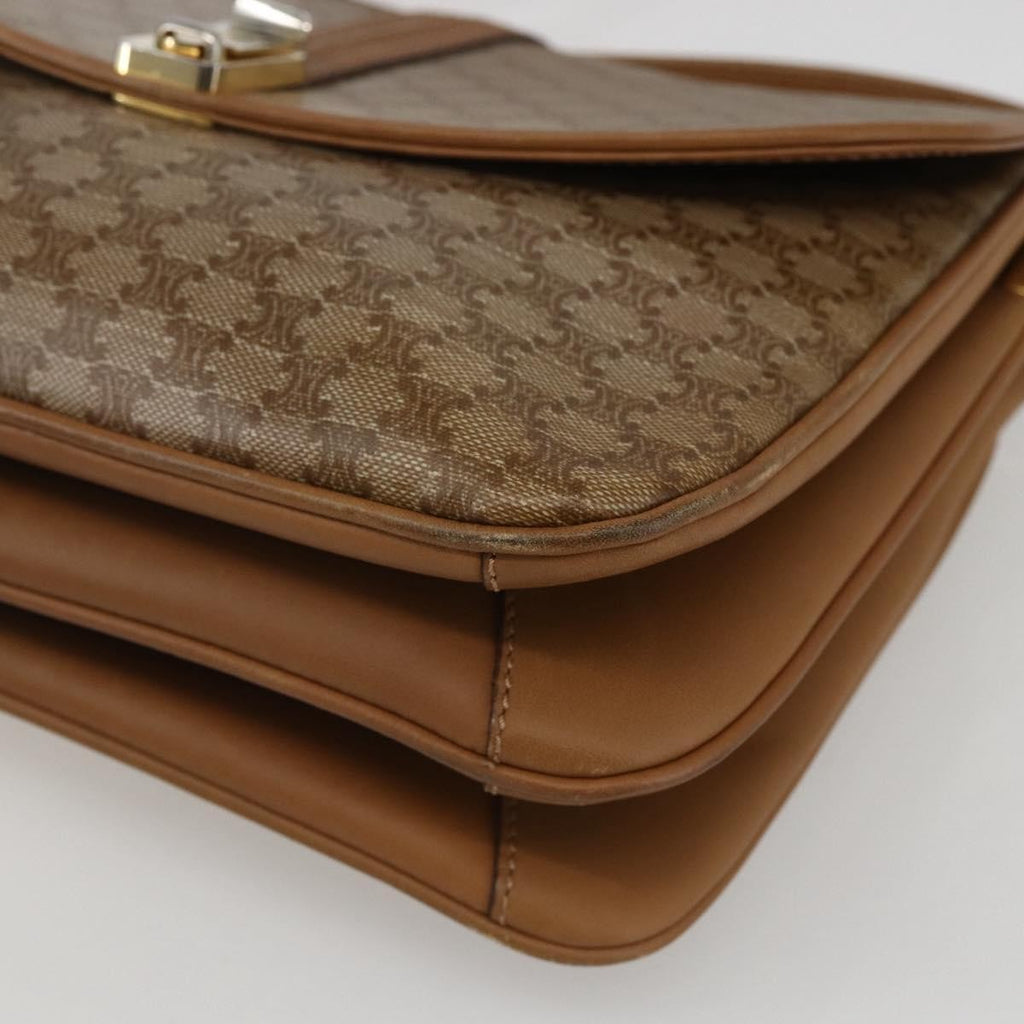 Celine Vintage Macadam Shoulder Bag Canvas And Leather Beige Canvas Shoulder Bag Bag (Pre-Owned)