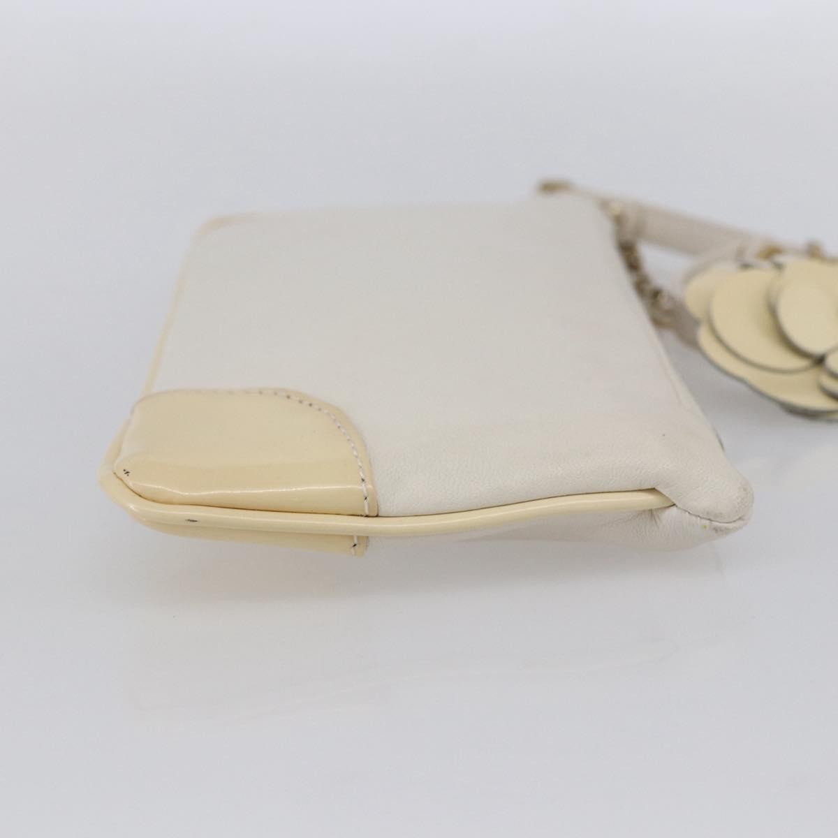 Chanel Camellia Clutch Bag Leather Ecru Leather Clutche & Pouche Bag (Pre-Owned)