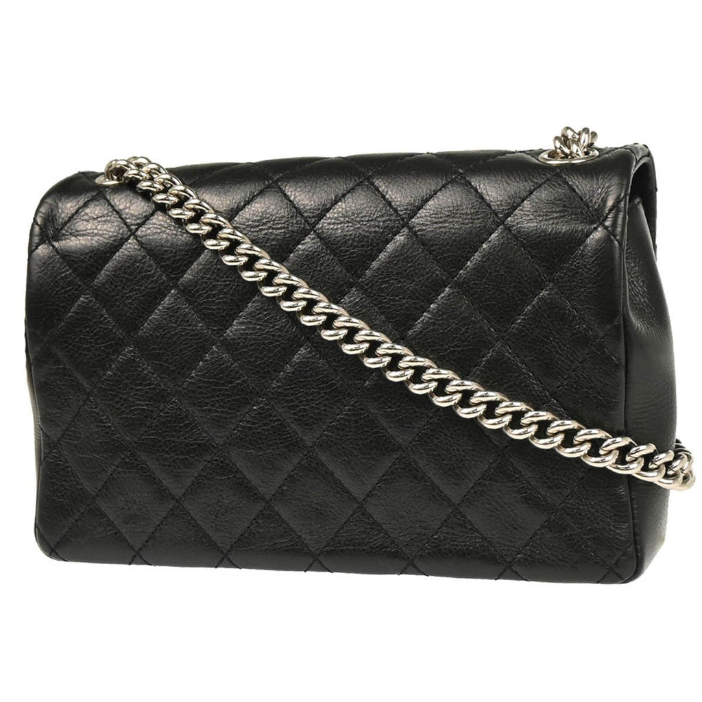 Chanel Embossed Braid Cc Chain Flap Quilted Leather Black Leather Shoulder Bag Bag (Pre-Owned)