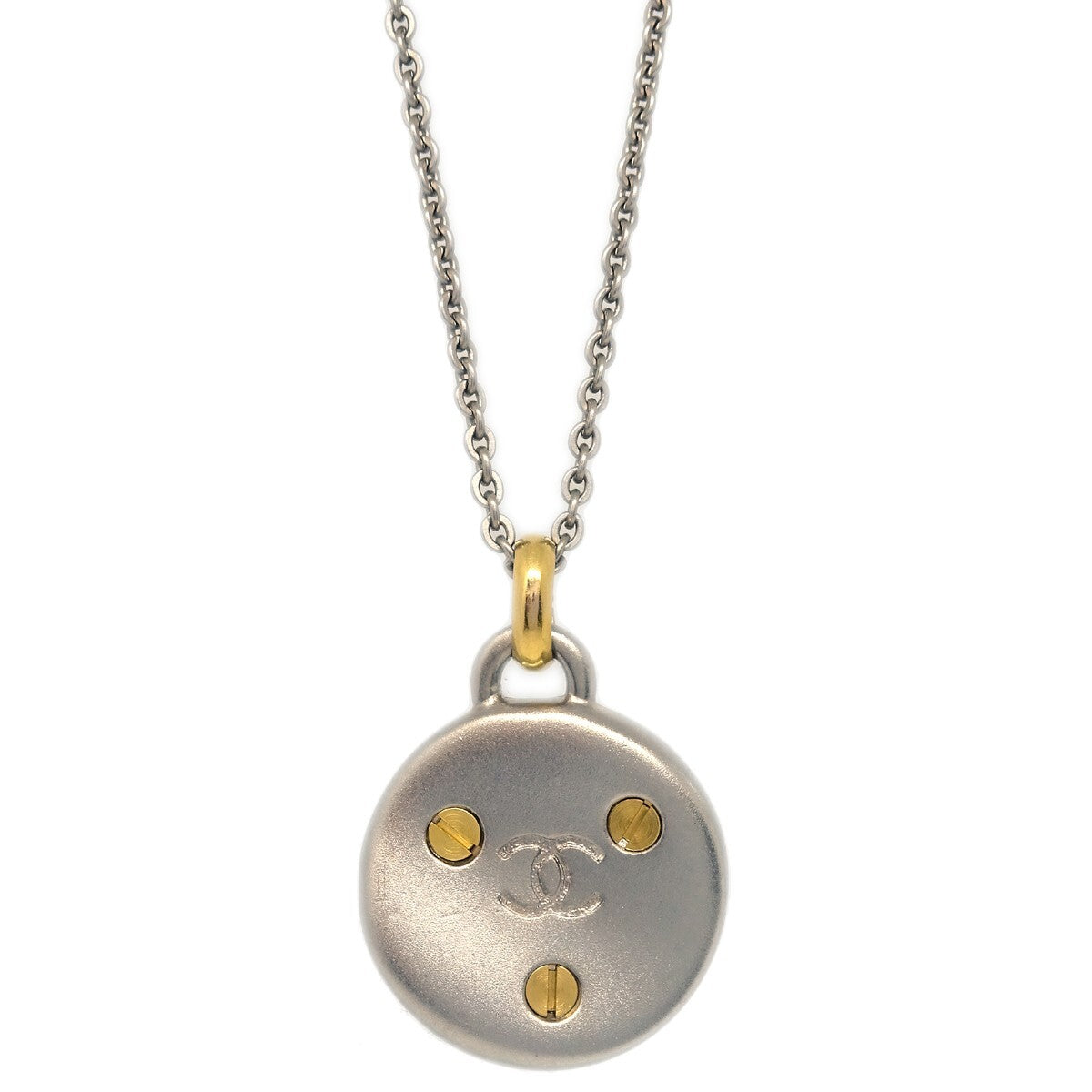 Chanel Medallion Pendant Necklace Metal Silver Silver_Plated Jewelry (Pre-Owned)