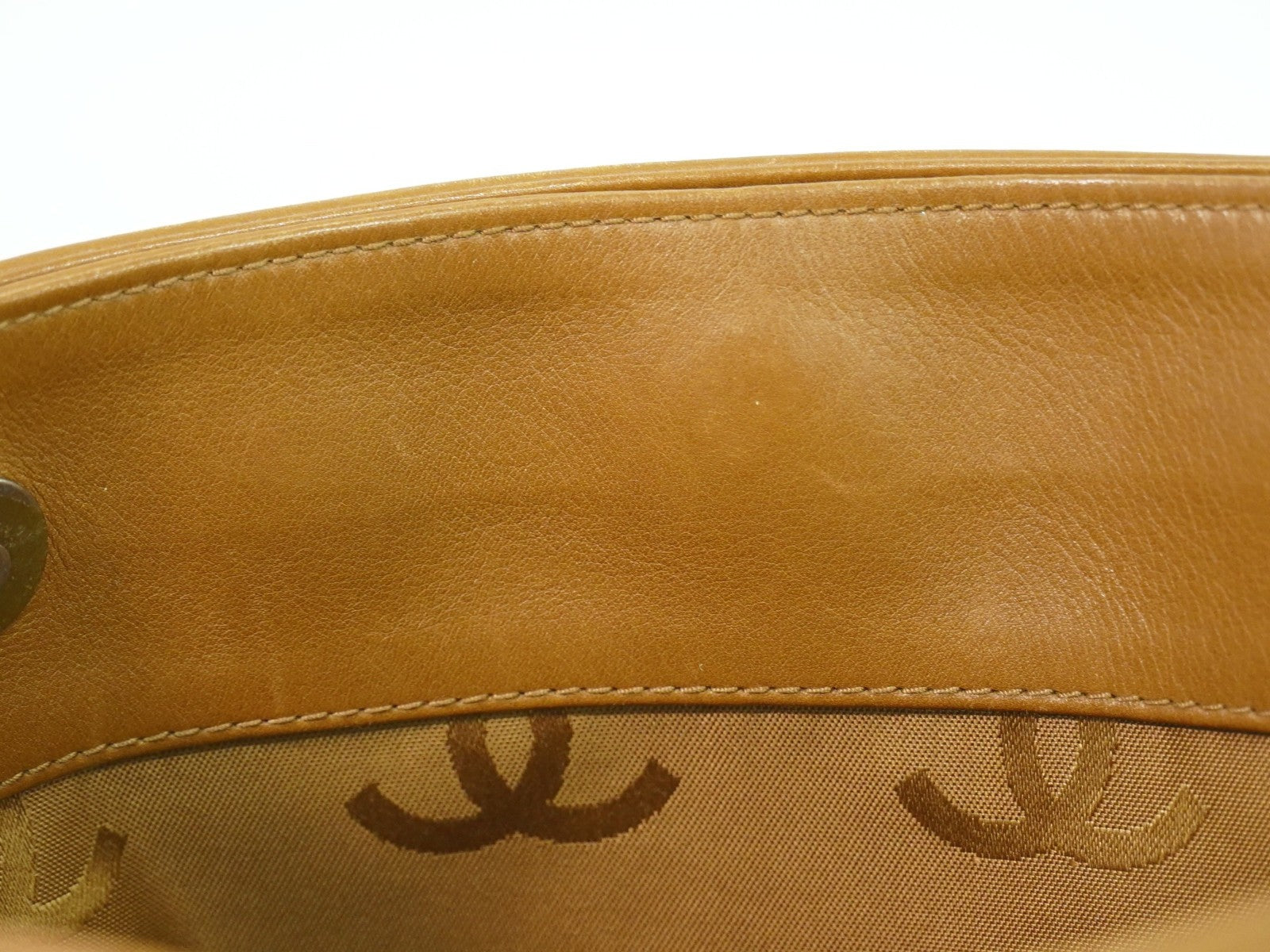 Chanel Vintage Cc Tote Leather Brown Leather Tote Bag Bag (Pre-Owned)