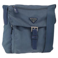 Prada Buckle Messenger Bag Tessuto Blue Nylon Shoulder Bag Bag (Pre-Owned)
