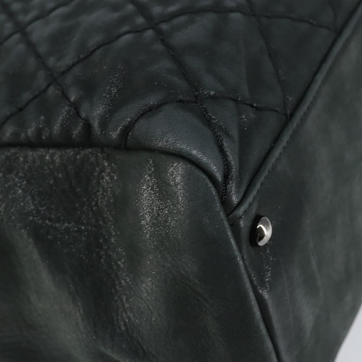 Chanel Cc Charm Tote Quilted Iridescent Calfskin Green Leather Tote Bag Bag (Pre-Owned)