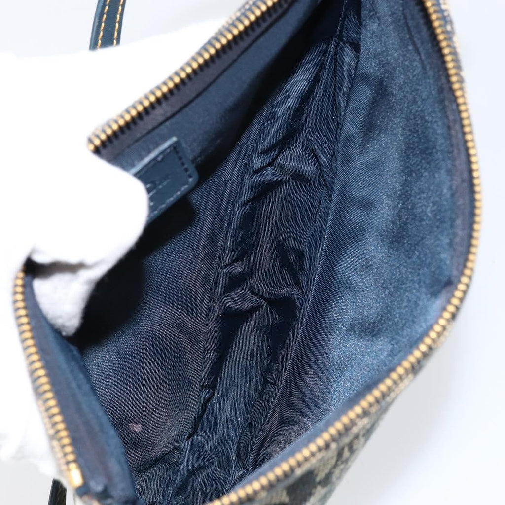 Christian Dior Vintage Saddle Bag Diorissimo Canvas Navy Canvas Clutche & Pouche Bag (Pre-Owned)