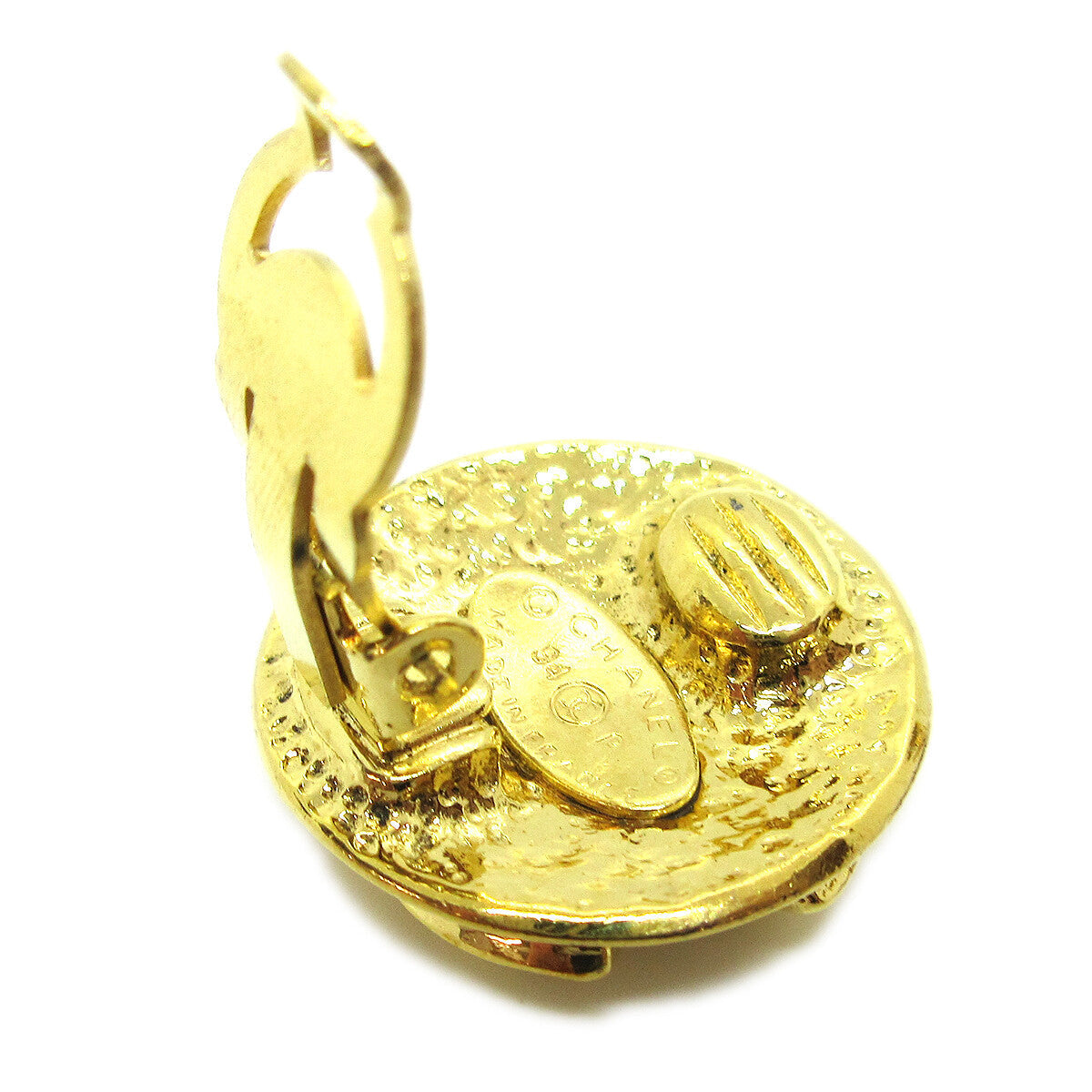 Chanel Vintage Cc Round Clip-On Earrings Metal Gold Gold_Plated Earrings Jewelry (Pre-Owned)