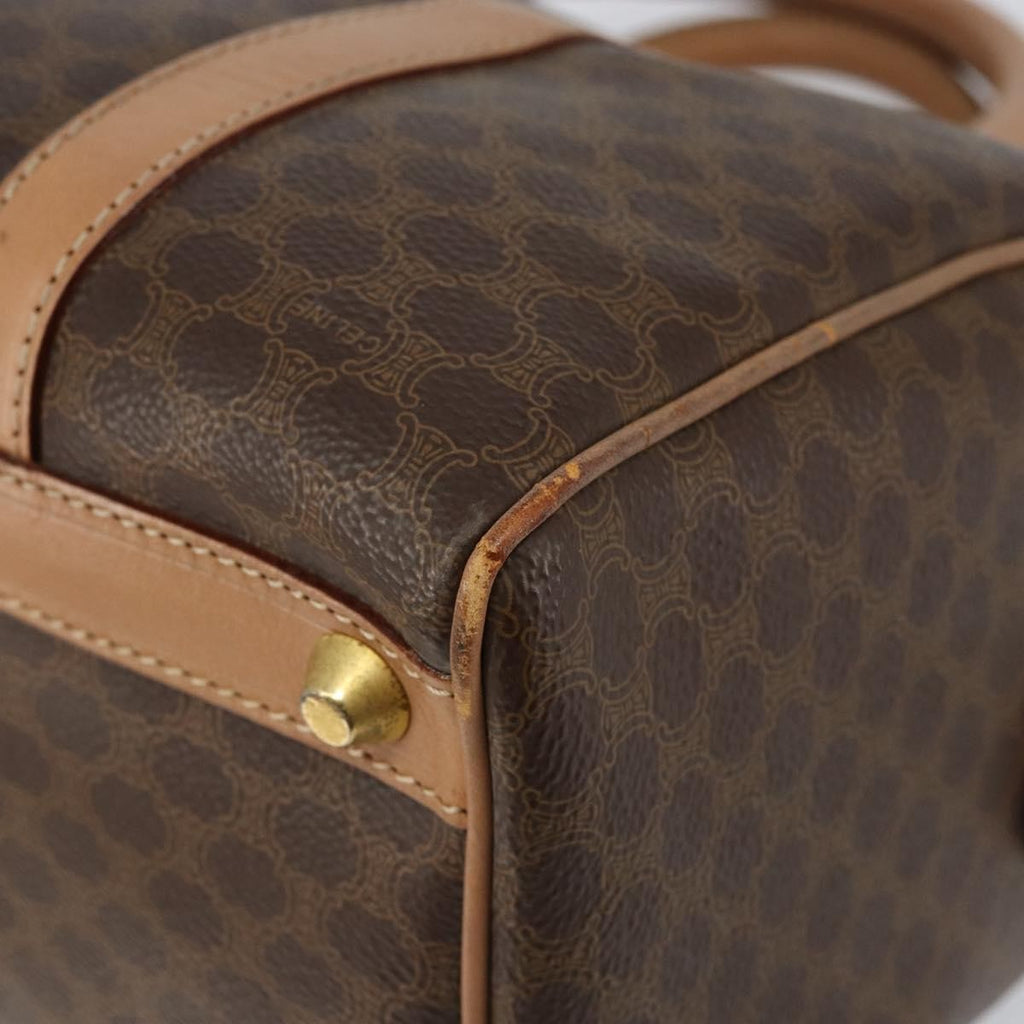 Celine Vintage Macadam Boston Bag Canvas Brown Canvas Travel Bag Bag (Pre-Owned)