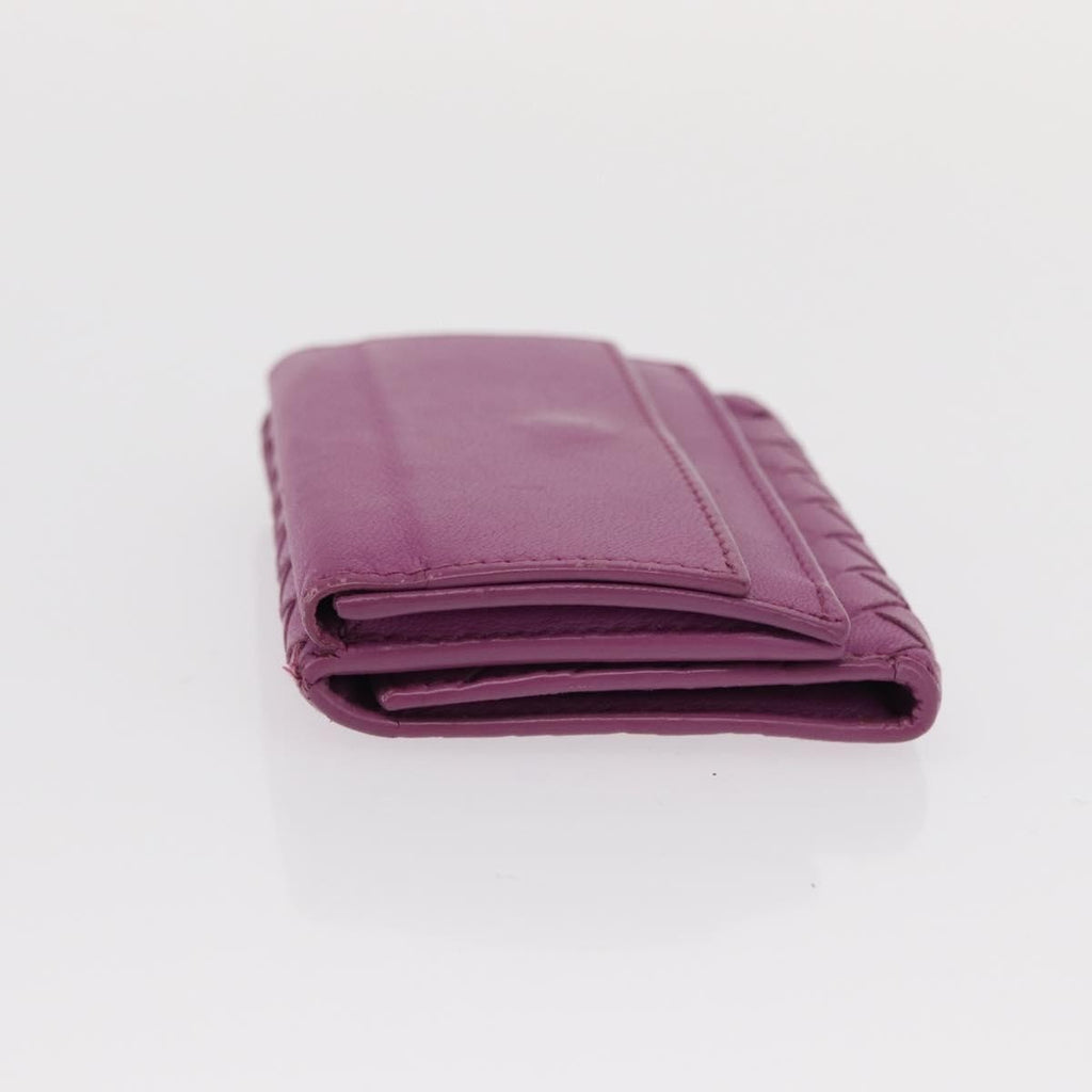 Bottega Veneta Trifold Wallet Intrecciato Leather Purple Leather Wallets Accessory (Pre-Owned)