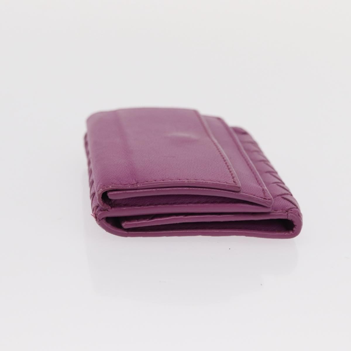 Bottega Veneta Trifold Wallet Intrecciato Leather Purple Leather Wallets Accessory (Pre-Owned)