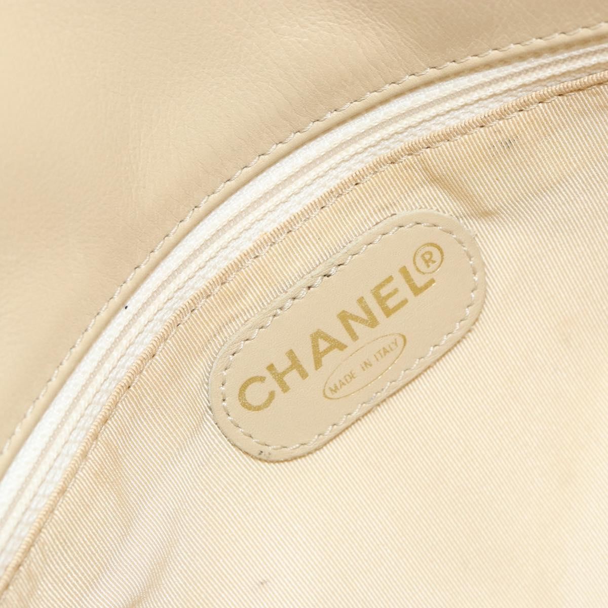Chanel Vintage Cc Logo Tote Leather Beige Leather Tote Bag Bag (Pre-Owned)
