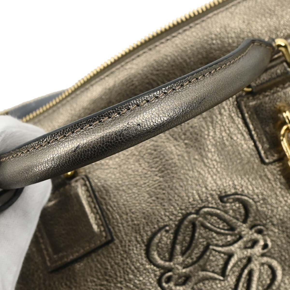 Loewe Amazona Bag Leather Gold Leather Handbag (Pre-Owned)