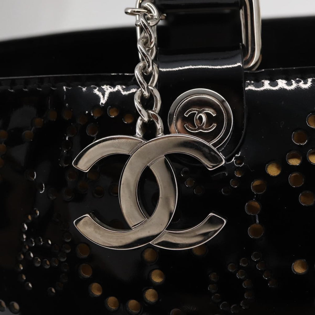 Chanel Cc No.5 Shopping Tote Perforated Patent Black Patent_Leather Tote Bag Bag (Pre-Owned)