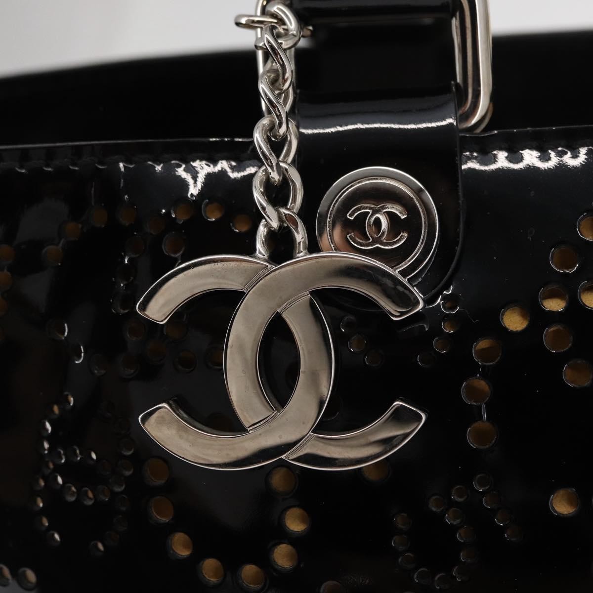Chanel Cc No.5 Shopping Tote Perforated Patent Black Patent_Leather Tote Bag Bag (Pre-Owned)