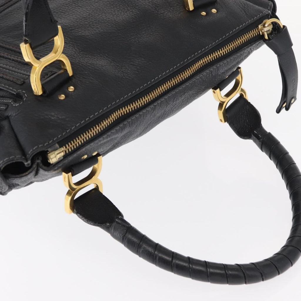 Chloe Marcie Satchel Leather Black Leather Handbag (Pre-Owned)