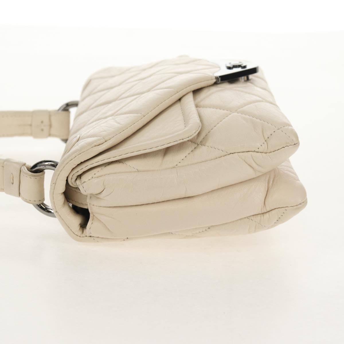 Chanel Padded Envelope Flap Bag Quilted Aged Calfskin White Leather Shoulder Bag Bag (Pre-Owned)