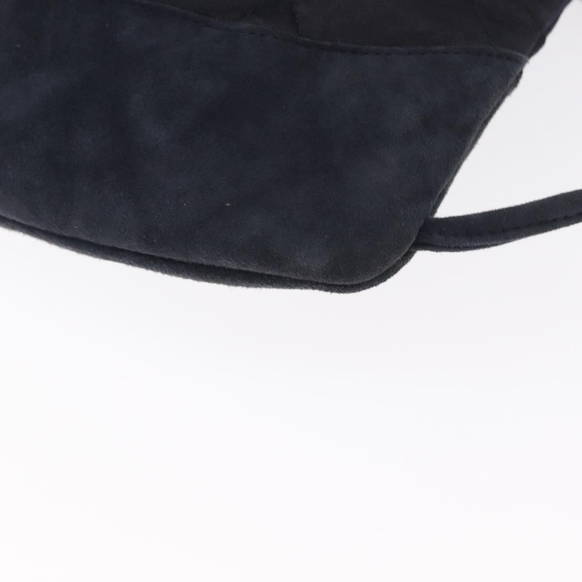 Chanel Vintage Drawstring Backpack Quilted Satin With Suede Navy Satin Backpack Bag (Pre-Owned)
