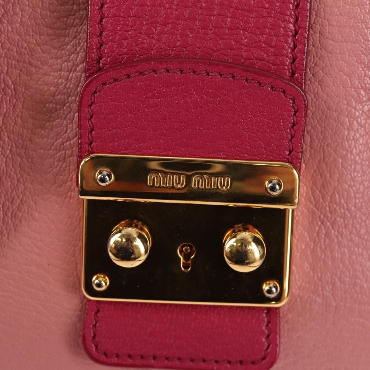 Miu Miu Madras Convertible Lock Tote Leather Pink Leather Handbag (Pre-Owned)