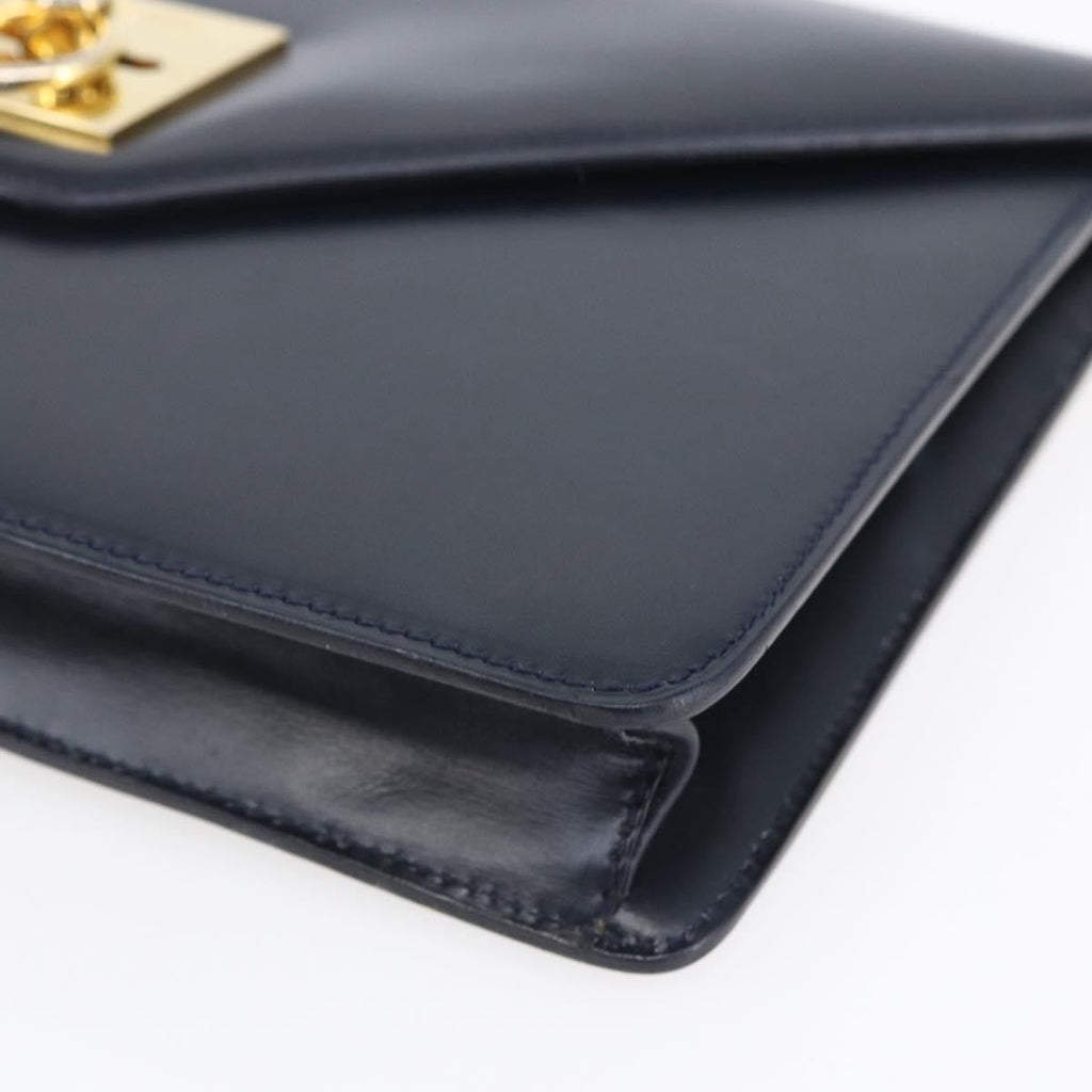 Celine Clutch Bag Leather Navy Leather Clutche & Pouche Bag (Pre-Owned)