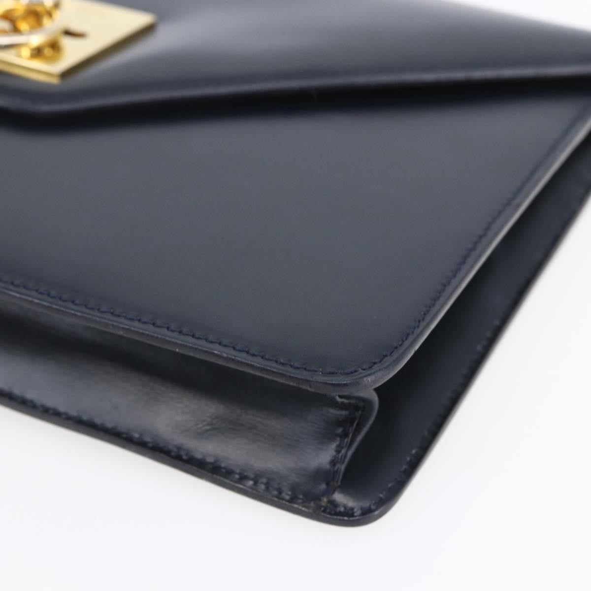 Celine Clutch Bag Leather Navy Leather Clutche & Pouche Bag (Pre-Owned)