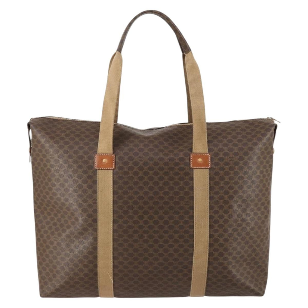 Celine Vintage Macadam Tote Bag Canvas Brown Pvc Tote Bag Bag (Pre-Owned)