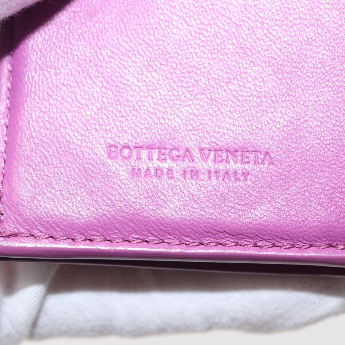 Bottega Veneta Trifold Wallet Intrecciato Leather Purple Leather Wallets Accessory (Pre-Owned)
